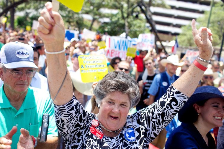 Cheering Abbott supporters