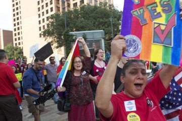 A September march in favor of San Antonio's LGBT non-discrimination ordinance.