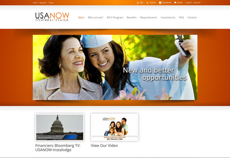 Screenshot of the USA Now website