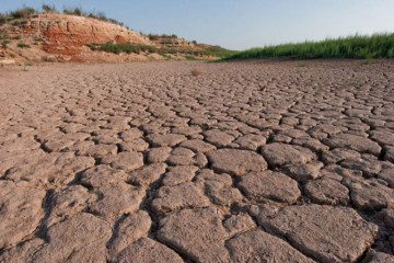 A nearly-dry O.C. Fisher Reservoir near San San Angelo