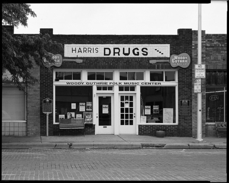 Harris Drugs on Cuyler Street in Pampa, home to the Woody Guthrie Folk Music Center, where open jams begin each Friday at 6:30 p.m.