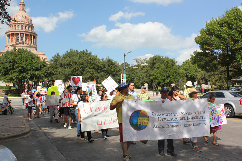 Immigrants marching for immigration reform in Austin.