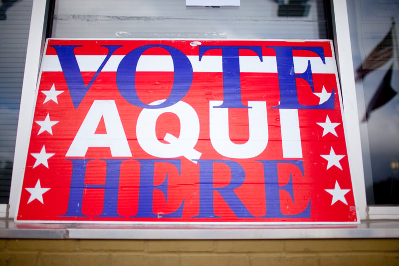 "Vote here" sign