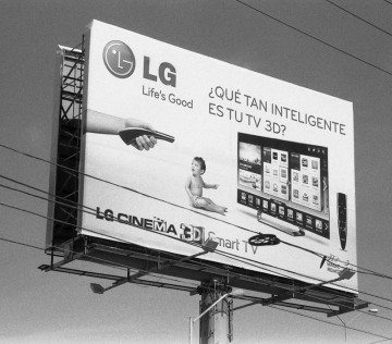 Billboard outside the LG Electronics plant in Reynosa.