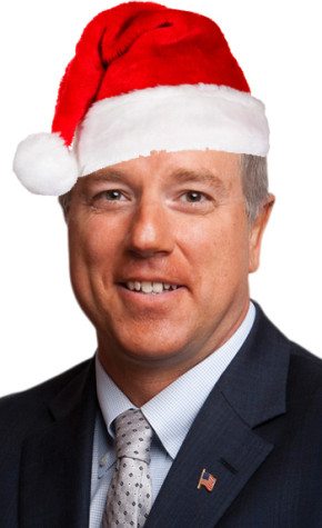 Rep. Pat Fallon (R-Frisco) in a santa hat