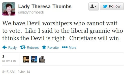 Tweet from Lady Theresa Thombs