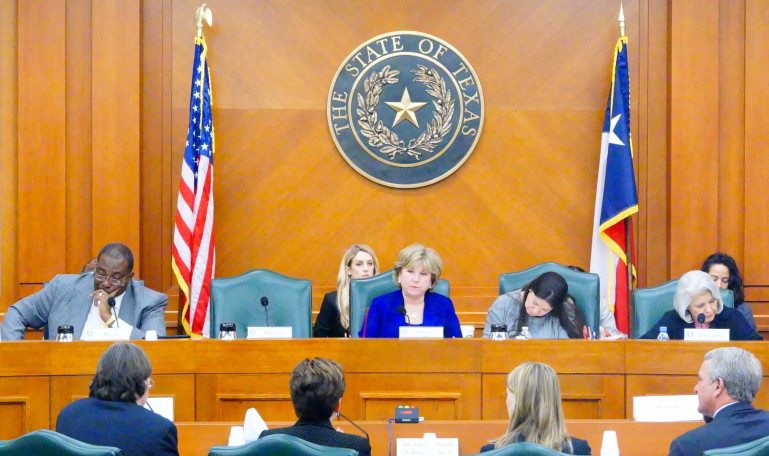 State Senator Jane Nelson, R–Flower Mound, presides over an interim hearing of the Senate Health and Human Services Committee, February 20, 2014.