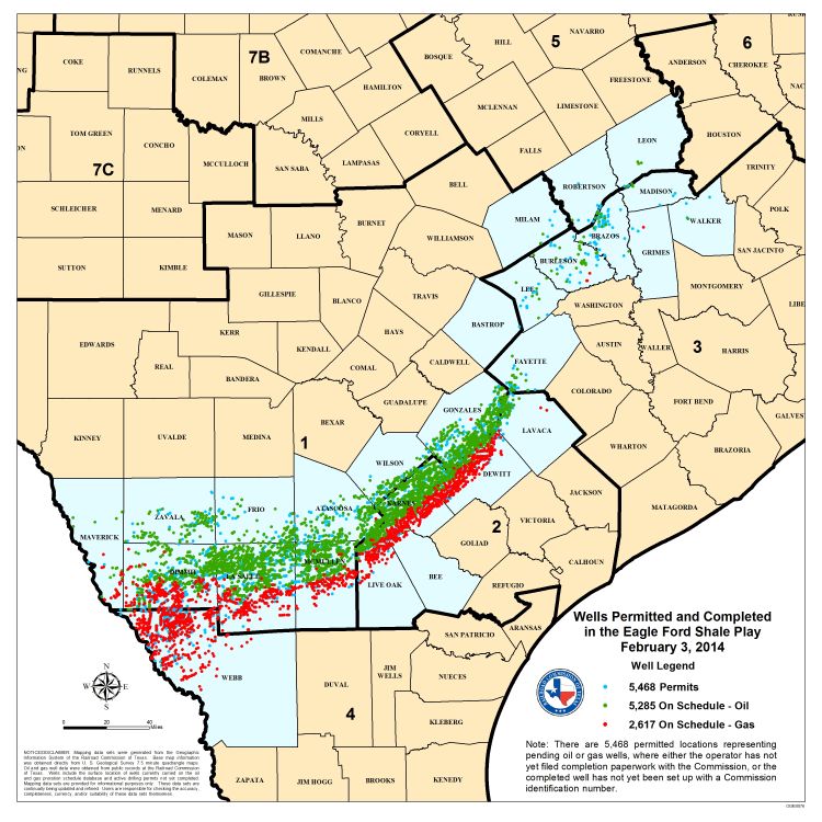 Wells permitted and completed in the Eagle Ford Shale, Feb. 2014