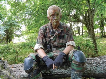 Jeffrey Holliman, in a self-portrait taken with a game camera in the Nacogdoches County woods.