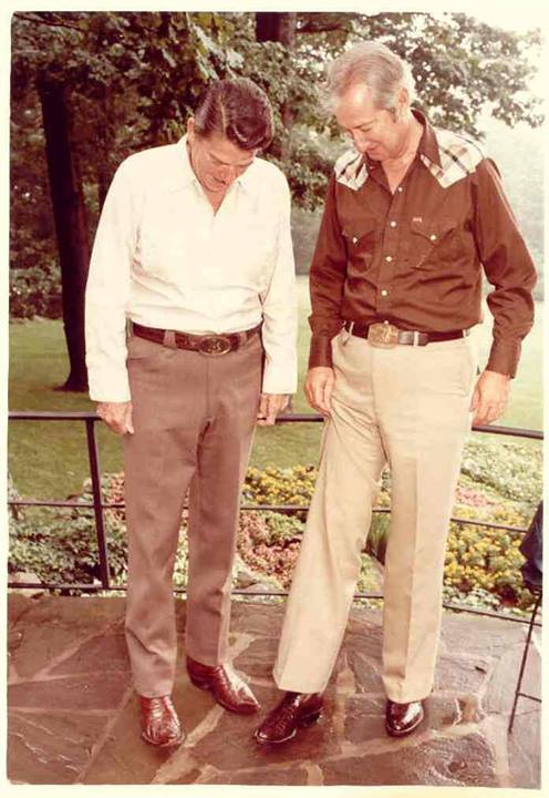 Ralph Hall, left, and Ronald Reagan