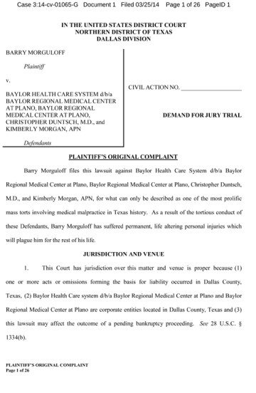 Click to read Barry Morguloff's suit against the Baylor Health Care System. 