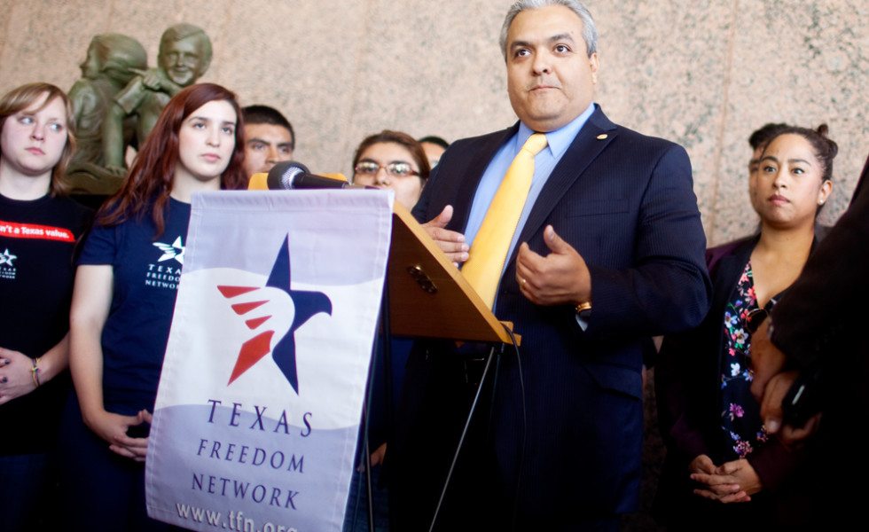 State Board of Education member Ruben Cortez (D-Brownsville) speaks before public testimony on a proposed Mexican-American history course on Tuesday.
