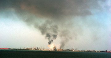 Fire rages at the Citgo Refinery in Corpus Christi on July 19, 2009.