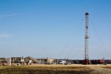 Fracking equipment near homes in Denton. 