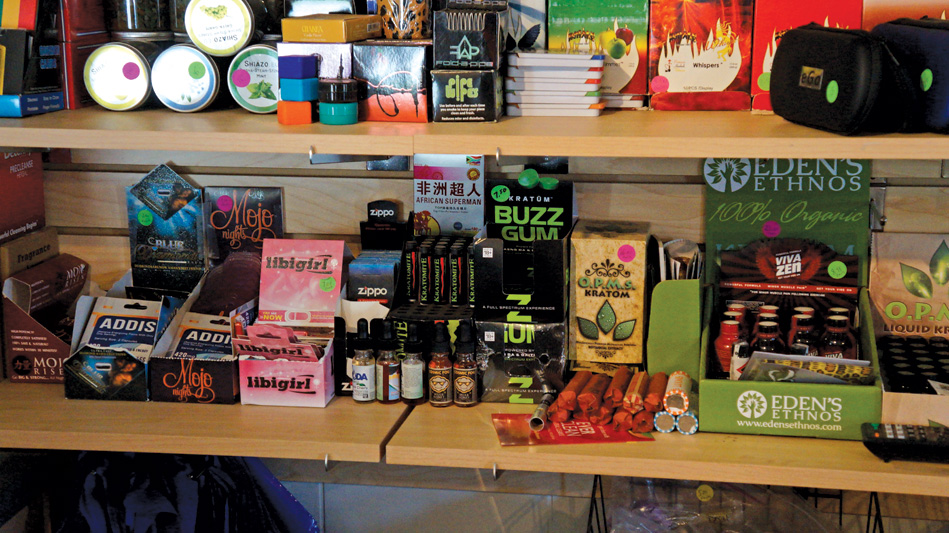 Purple Zone merchandise on the shelves.