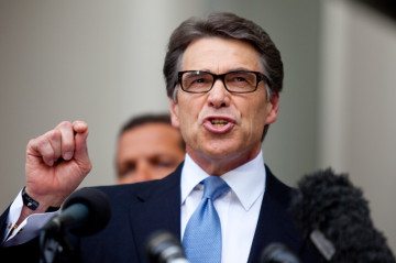 Rick Perry speaks outside the Travis County Courthouse, Tuesday, August 19, 2014.