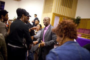 Deion Sanders at an open house for Prime Prep Academy in Dallas.