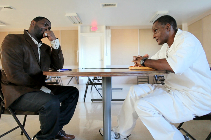 Chris Scott confronts Alonzo Hardy, the man who did the crime that landed Scott in jail for 13 years.