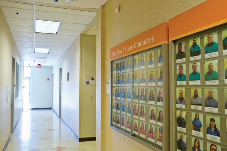 New students on display in the halls of Everest Institute.