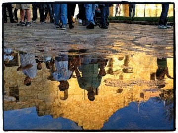 An artistic view of the
Alamo, photographed on the evening of February 19, 2011.