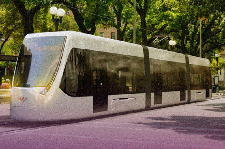 A concept image of what the San Antonio Modern Streetcar would have looked like.