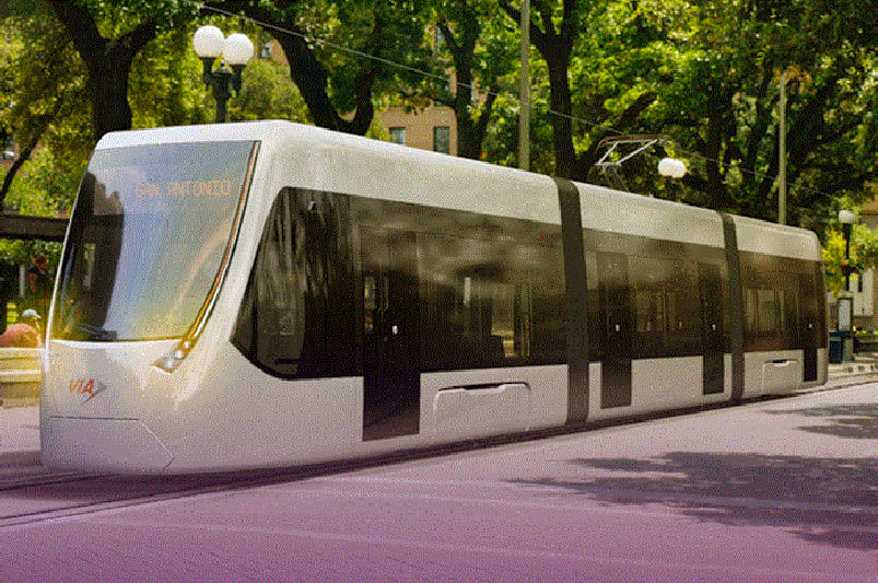 A concept image of what the San Antonio Modern Streetcar would have looked like.