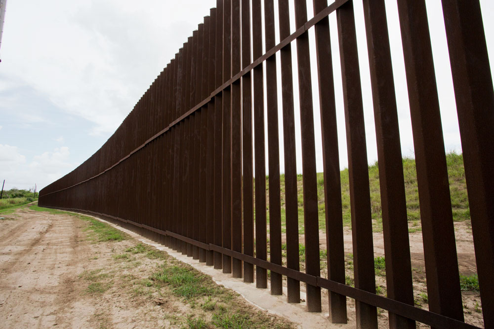 A section of the border wall near Camp Lonestar.