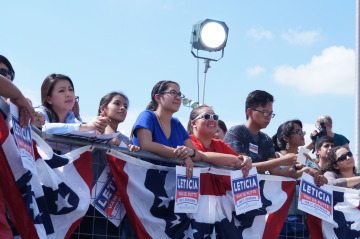 University of Texas-Pan American students listen to Leticia Van de Putte at a campaign rally, October 23, 2014.