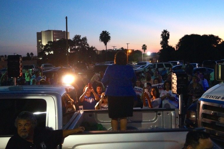 Van de Putte speaks to a rally in downtown Corpus Christi. October 23, 2014.