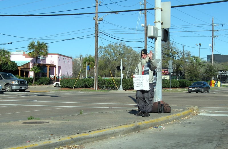 A panhandler in Houston