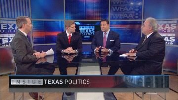 Rep. Jason Villalba (center right with red tie) and Rep. Krause (center left) on WFAA's