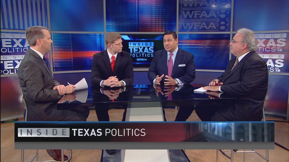 Rep. Jason Villalba (center right with red tie) and Rep. Krause (center left) on "Inside Texas Politics"