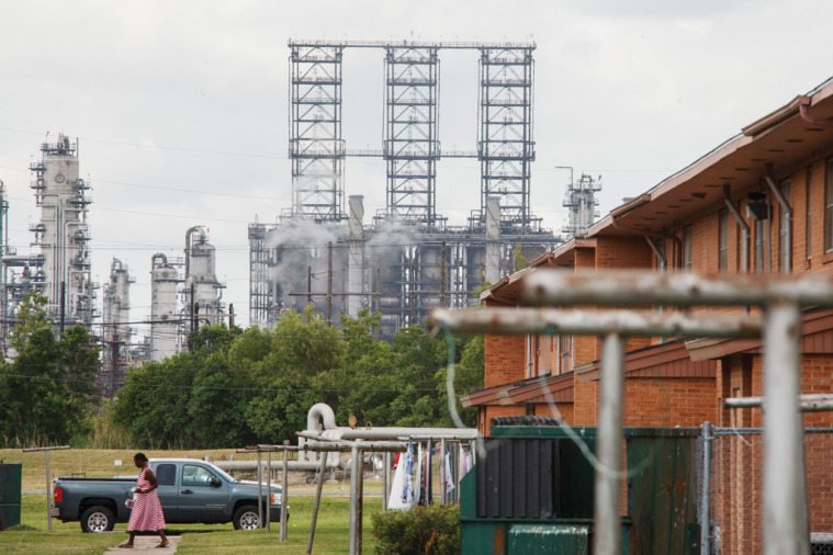 One of many petrochemical plants and refineries in and around Port Arthur, as seen from a housing project on June 17, 2008.