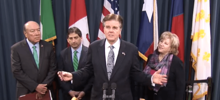 Lt. Gov. Dan Patrick was joined by state Sens. Chuy Hinojosa, Kevin Eltife and Jane Nelson at a Wednesday press conference.