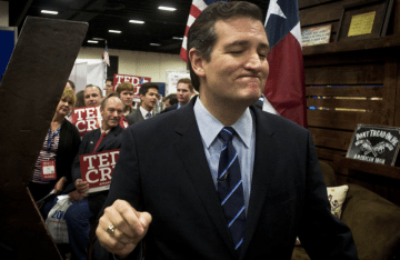 Cruz has the look of a man receiving fawning adulation permanently attached to his face—it's what people in the Heartland™ love the most.