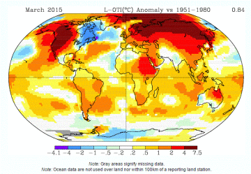 March 2015 temperature anomalies