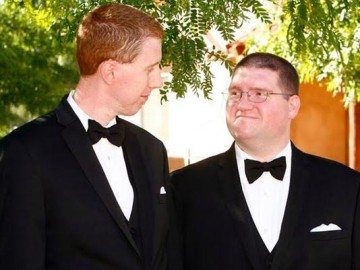 John Stone-Hoskins (right) of Conroe wants his name listed on the death certificate of his late husband, James Stone. However, the Department of State Health Services thus far has refused his request.