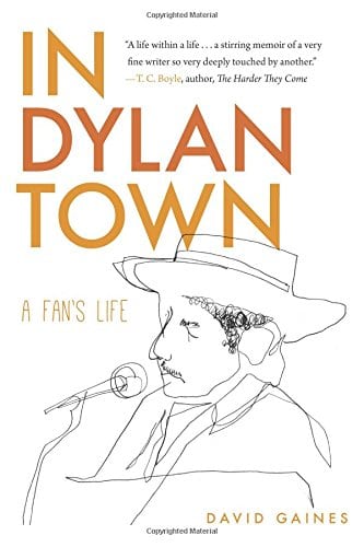 'In Dylan Town' cover features a black-and-white sketch of Bob Dylan.