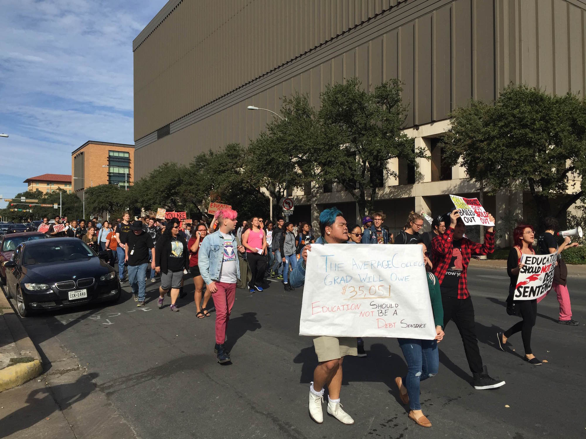 Million Student March protesters take to the streets on the UT-Austin campus.