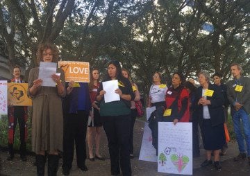 Dozens of Texans who oppose child care licensing for detention facilities, including social workers and asylum-seekers themselves, appeared at a three-hour he