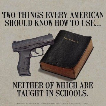 A 2013 Greg Abbott campaign ad about teaching guns and the Bible in schools.