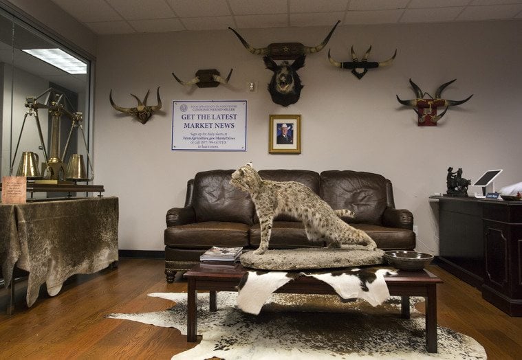 The lobby of the Texas Department of Agriculture, where Agriculture Commissioner Sid Miller spent $55,000 on furniture and decor to outfit his new office. 