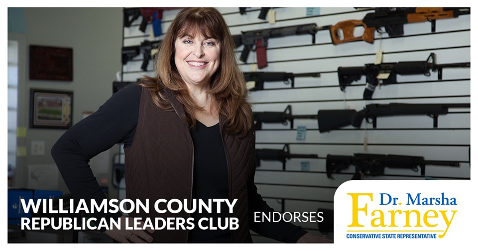 Guns: an important part of any campaign aesthetic, as Republican Marsha Farney well knows.