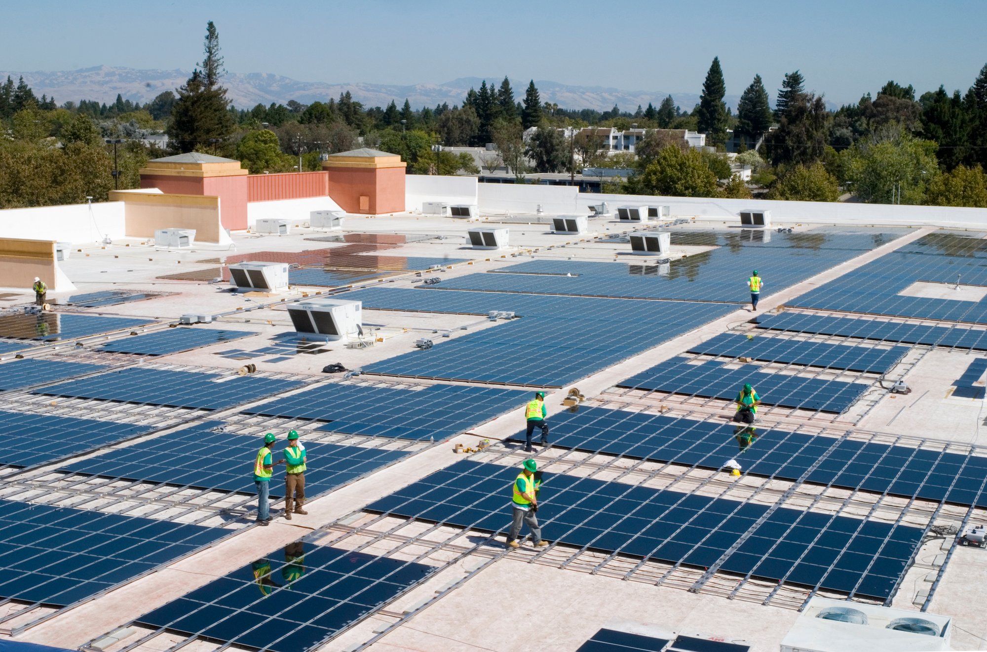 Solar panel installation atop a Walmart store in Mountain View, California. Texas environmentalists hope to convince Target to take similar steps toward solar power in the Lone Star State.
