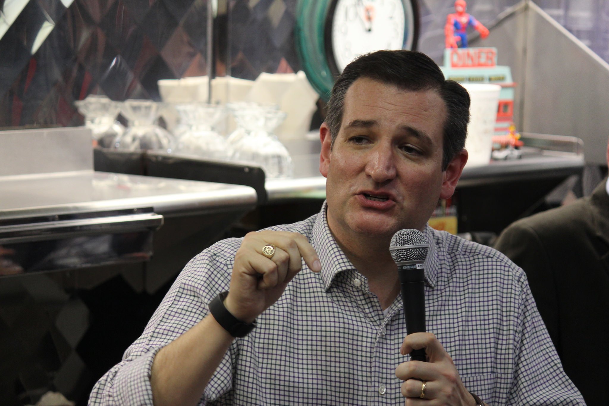 Ted Cruz campaigns in January at Penny's Diner in Missouri Valley, Iowa.