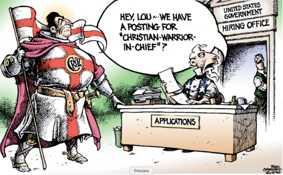 Loon Star State: Ted Cruz applies for "Christian-Warrior-in-Chief."