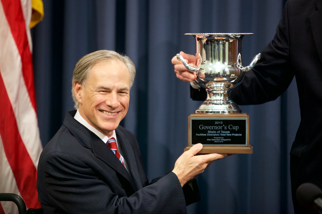 Greg Abbott accepted the Site Selection Governor's Cup in March, but neglected to mention the behind-the-scenes corporate handouts that made Texas a frontrunner for the honor.