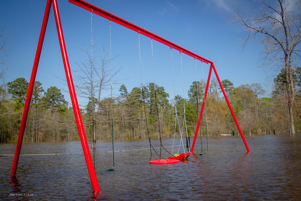 Flooding in Uncertain, Texas on Caddo Lake in March 2016.