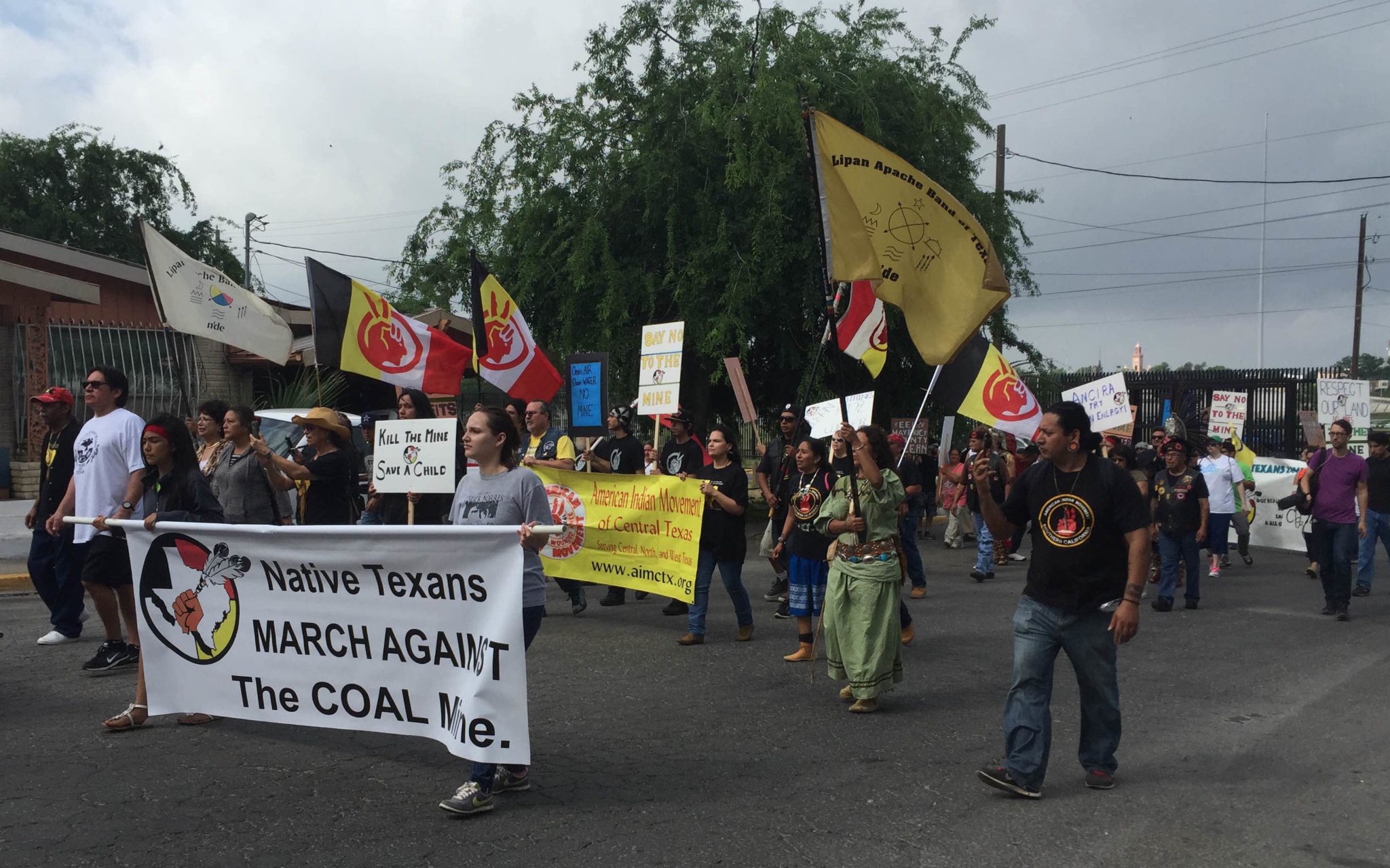 Native Texans march against the Dos Republicas Coal Partnership in Eagle Pass.