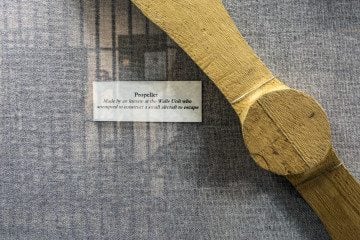 "Propeller: Made by an inmate at the Walls Unit who attempted to construct a small aircraft to escape." On display in the contraband exhibit.